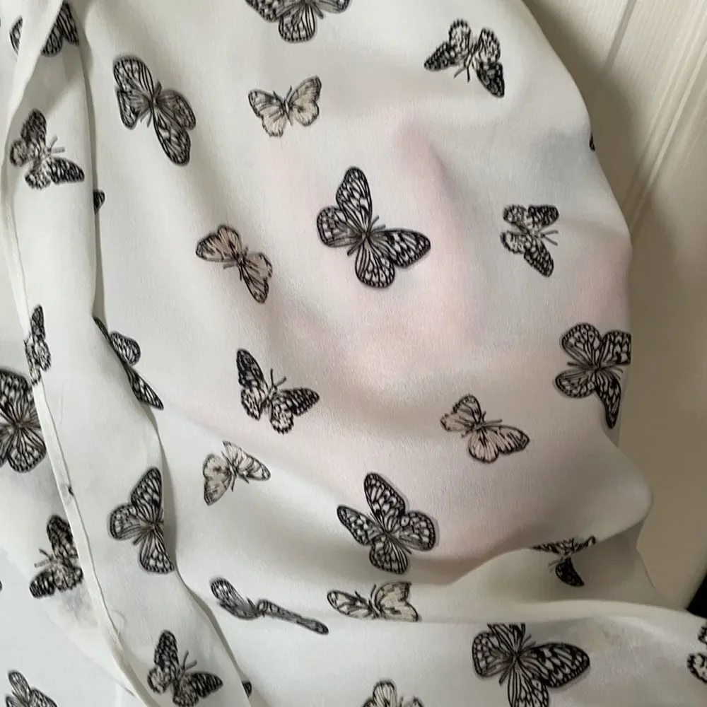 OASĀP Semi-Sheer Button Down Butterfly Blouse, L - Picture 15 of 16